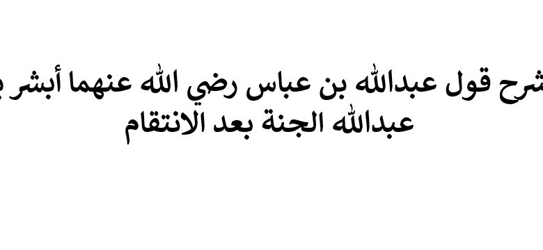 شرح قول عبدالله بن عباس رضي الله عنهما أبشر يا عبدالله الجنة بعد الانتقام