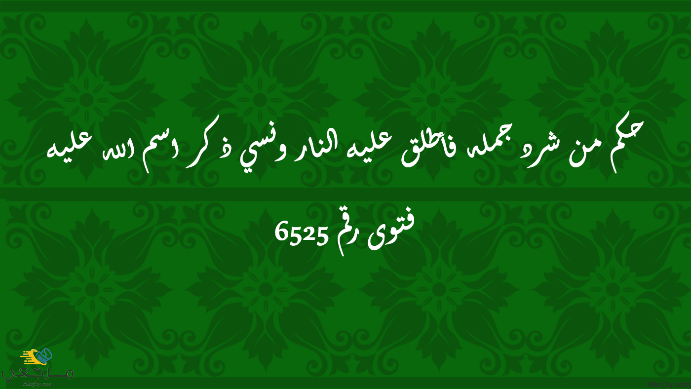 حكم من شرد جمله فأطلق عليه النار ونسي ذكر اسم الله عليه