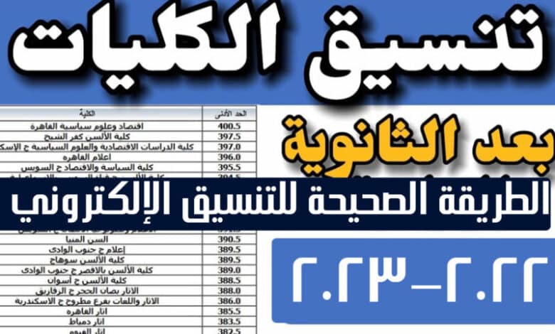 تنسيق الكليات لعام 2022