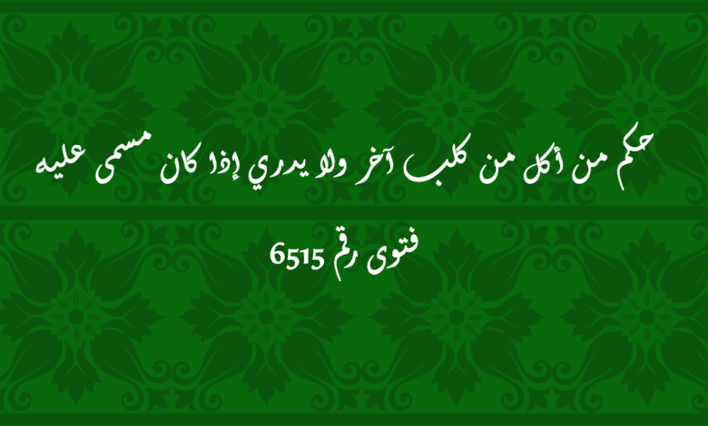 حكم من أكل من كلب آخر ولا يدري إذا كان مسمى عليه