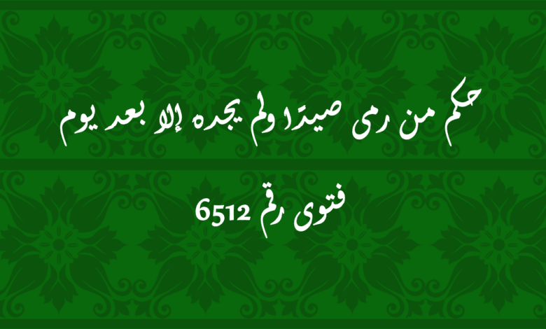 حكم من رمى صيدًا ولم يجده إلا بعد يوم