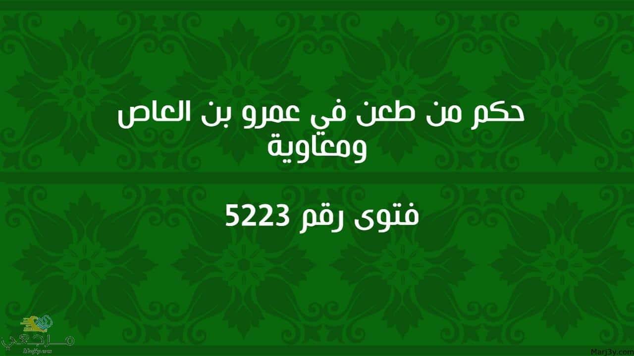 حكم من طعن في عمرو بن العاص ومعاوية