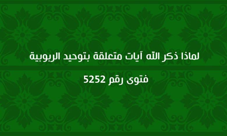 لماذا ذكر الله آيات متعلقة بتوحيد الربوبية