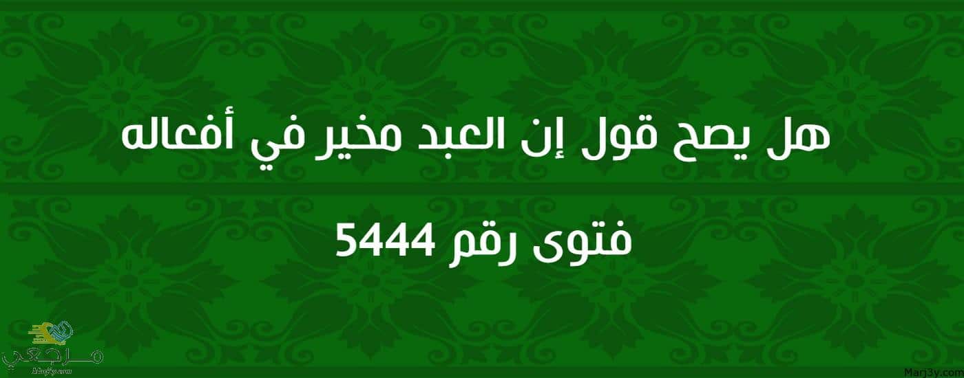 هل يصح قول إن العبد مخير في أفعاله