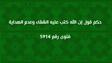 حكم قول إن الله كتب عليه الشقاء وعدم الهداية