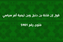 قول إن فتنة بن حنبل وبن تيمية أمر سياسي