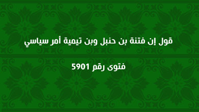 قول إن فتنة بن حنبل وبن تيمية أمر سياسي