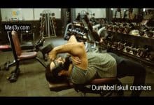 تراي في وضع النائم بالدامبل Dumbbell skull crushers