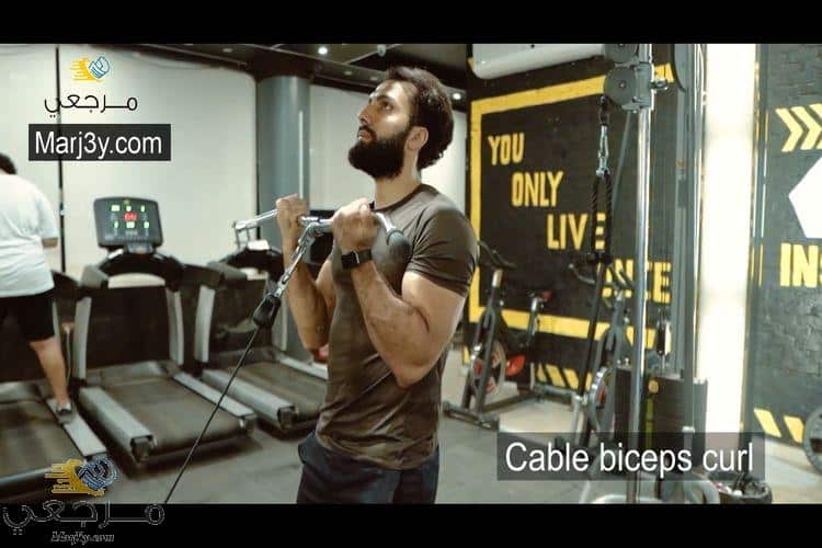 تمرين سحب على الكابل للبايسبس cable biceps curl